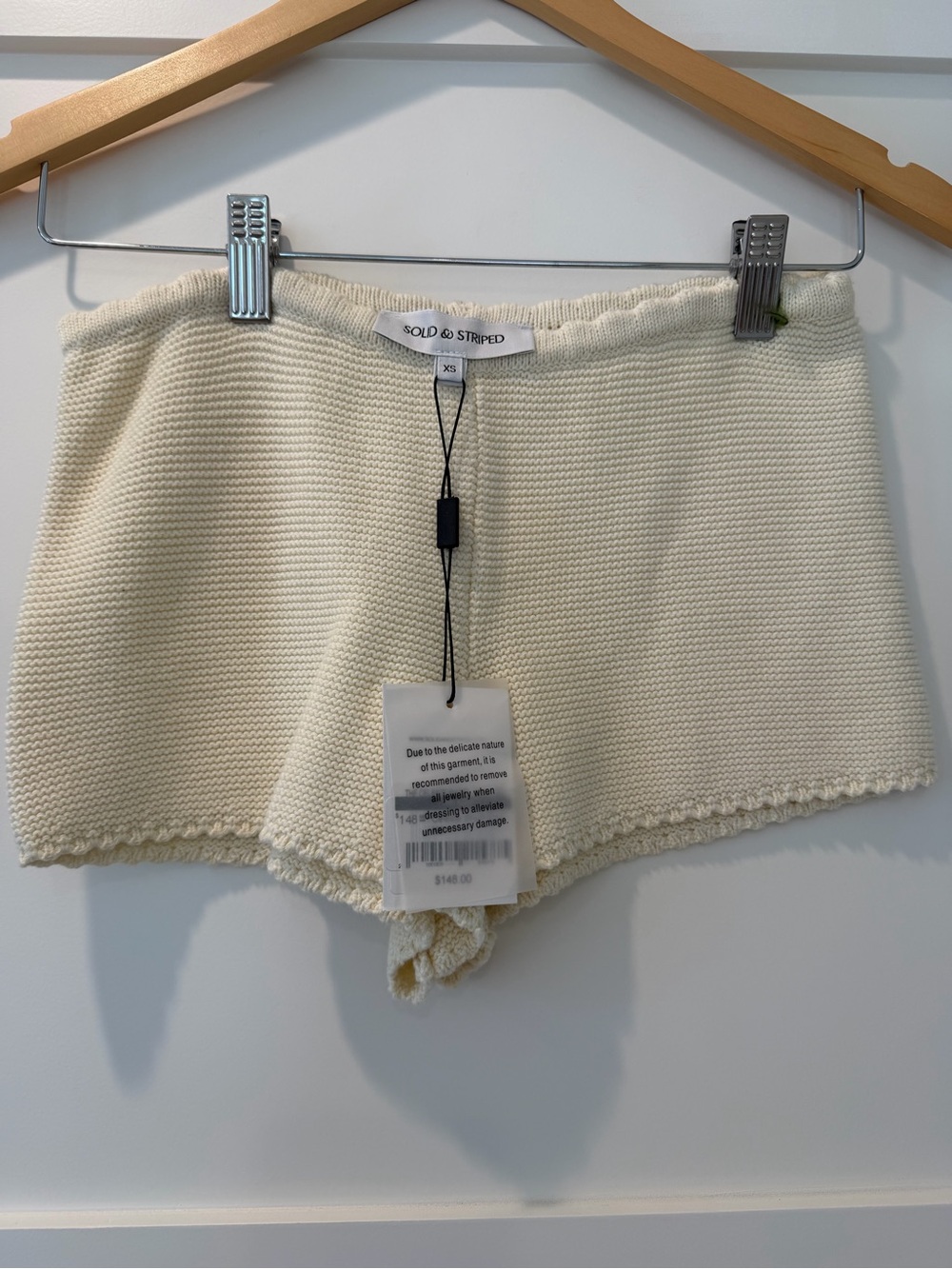 SOLID & STRIPED Cream Knit Swim Coverup Shorts